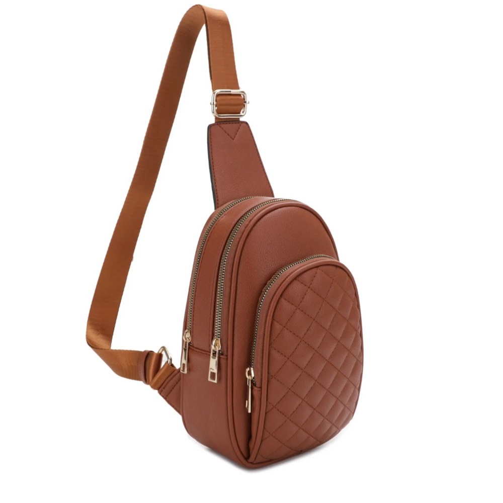 NWT SUGU Aurora Diamond Quilted Triple Compartment Crossbody Sling Bag